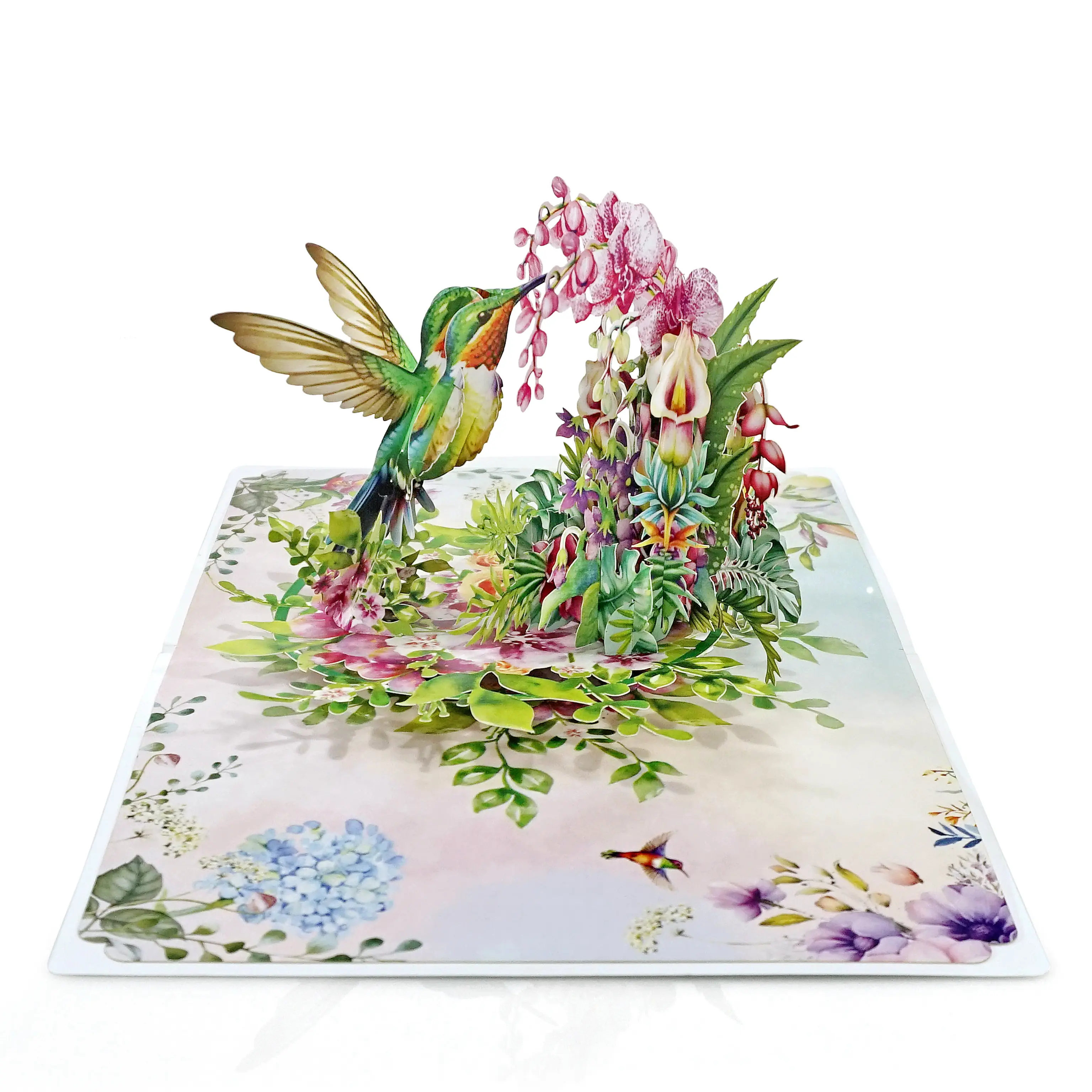 CUTPOPUP HummingBird with Mixed Flowers Birthday Cards for Women, Mothers Day Cards Pop Up, 3D Flowers Card for Wife Her Girls Sister Daughter Mum Anniversary Valentines Day Card (Orchid) US8-AN164US