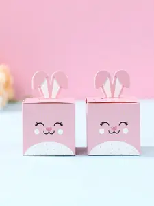 24pcs Easter Bunny Candy Boxes Cute Rabbit Gift Boxes Rabbit Ears Style Cookie Bags,Easter Birthday Gift Packaging Bag