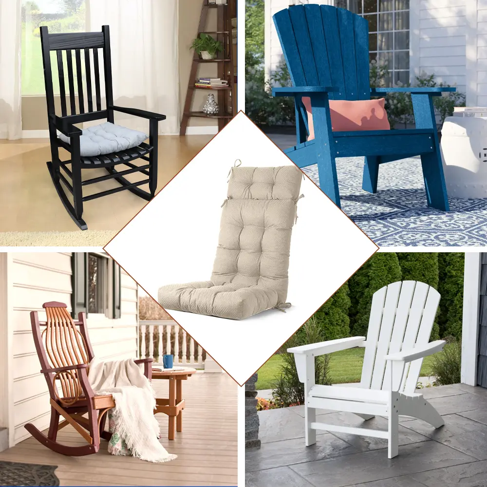 1PC High Back Rocking Chair Cushion, 25x19x4 In, Non-Slip Durable Breathable PVC Cushion, Soft Comfortable Touch, for Indoor & Outdoor Patio Furniture, Rocking Chair Cushions
