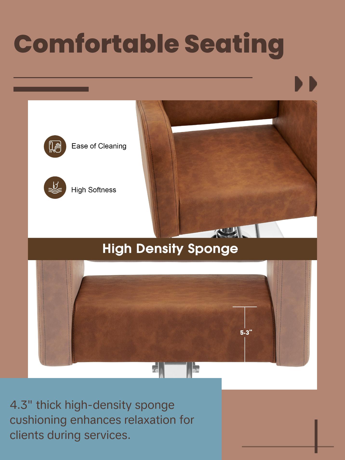 BarberPub Salon Chair for Hair Stylist, Hydraulic Barber Styling Chair Brown 3802 BarberPub Salon Chair for Hair Stylist, Hydraulic Barber Styling Chair Brown 3802