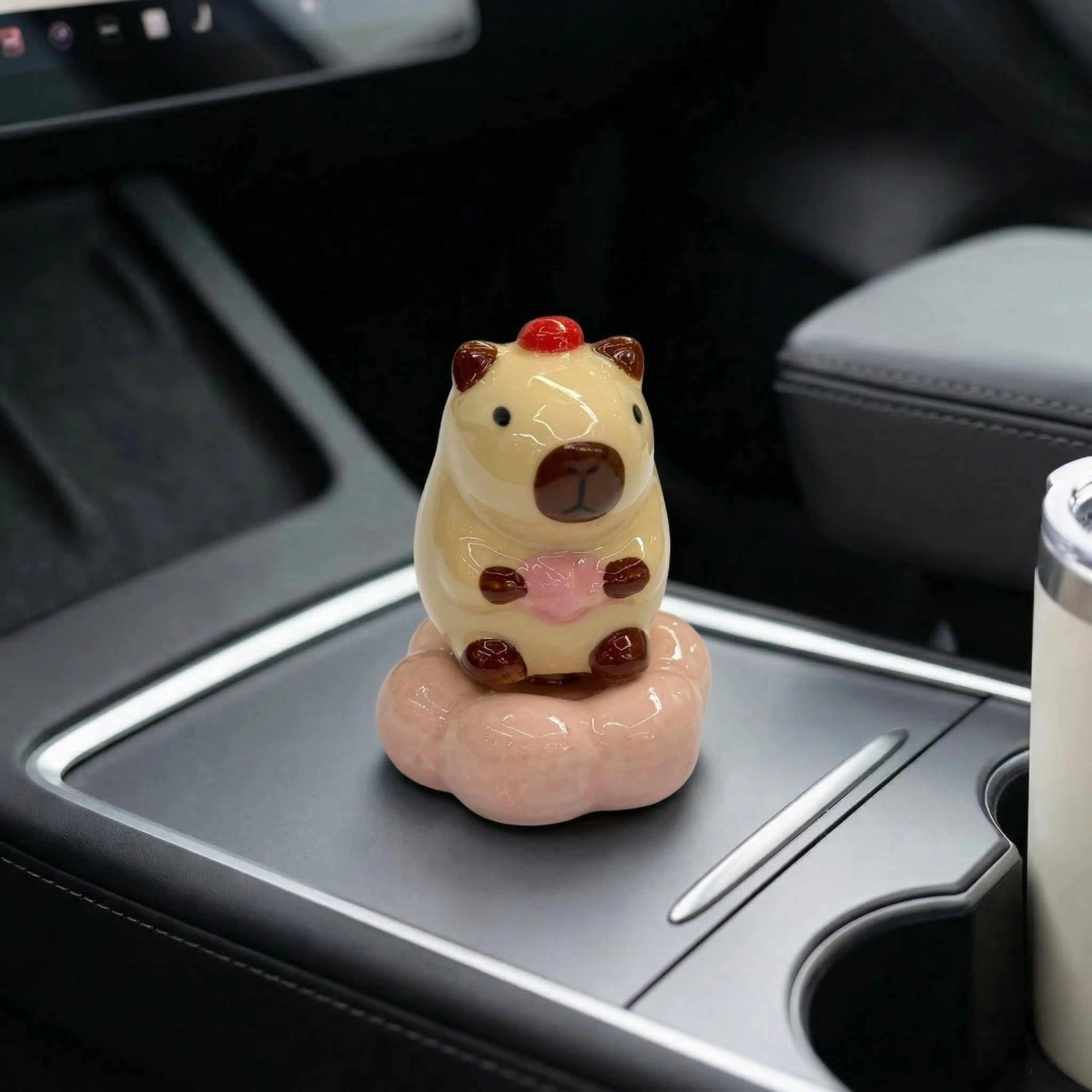Naviconvex Handmade Decorative Ceramic Spinning Animal Figurine Set - 5cm Base, 5.1cm Diameter, Durable Premium Craftsmanship, Fidget Desk Stress Relief Ornament, Room Decorations (Includes Capybara)