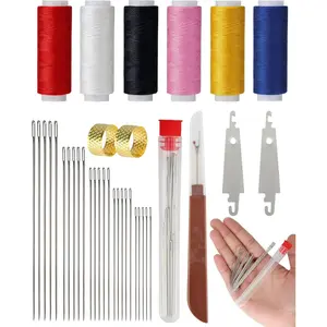 Sewing Kit - 37 count Big Eye Steel Sewing  Kit for Beginner, Stainless Steel  for Hand Sewing with Thread Ripper, Threaders, Threads & Thimbles, Portable Sewing Tools Set for Adults