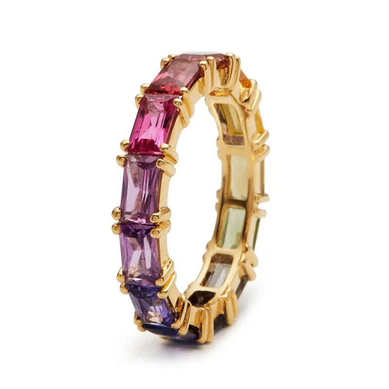 Women Colorful Zircon Rings Fashion Exquisite Jewelry Engagement Rings Chunky Bridal Band Anniversary Ring