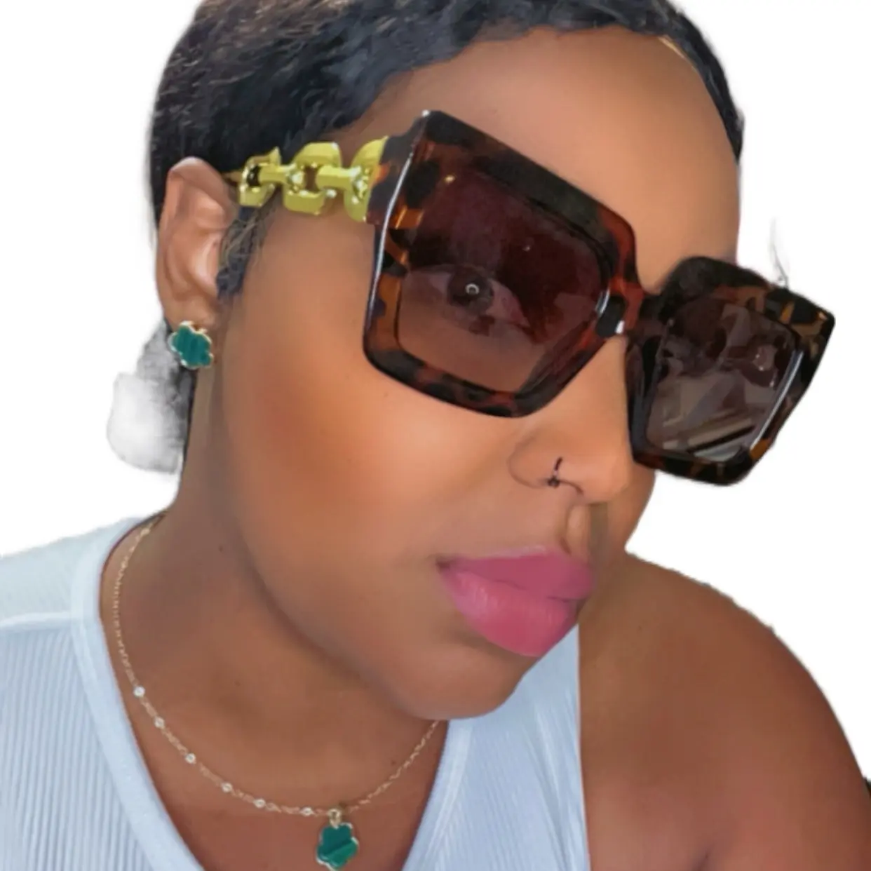Leopard chain sunglasses