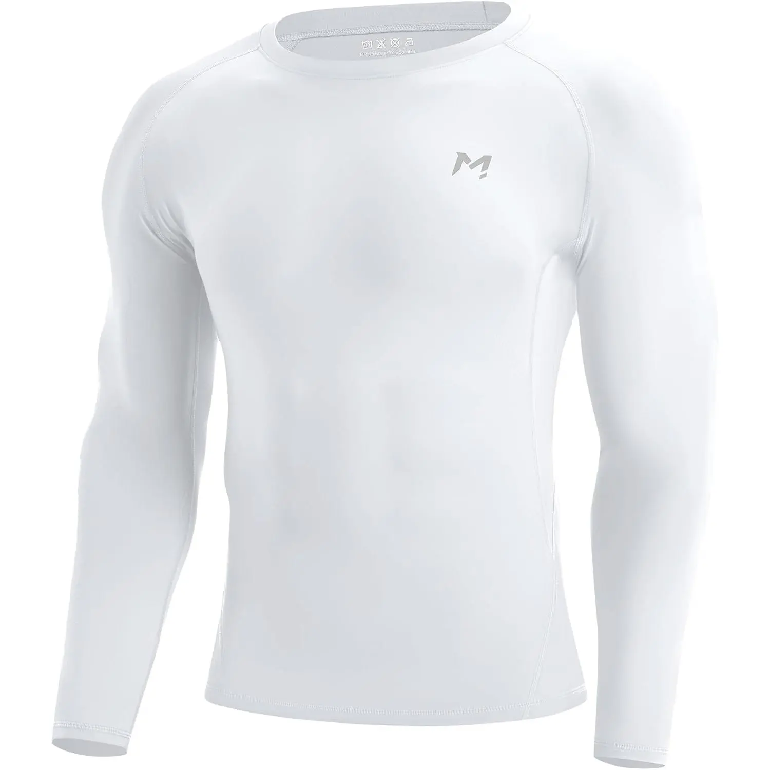 Moozava Men's Tight Fit Long Sleeve Compression Shirt - Quick Dry, UPF 50+, Tag-Free Neck Athletic Base Layer for Baseball, Biking, Gym Workouts, Moisture Wicking, Bass Fishing, Male, Polyester Spandex, 88% Polyester, 12% Spandex, Gym Sports Tops, Reflect