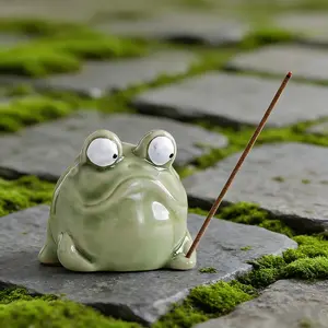 Frog incense stick holder for handmade incense burner for household use. Mini incense holder for sandalwood ornaments. Animal-shaped agarwood base.