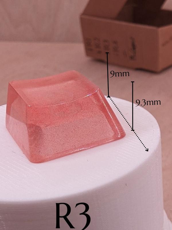 ResinKeyWorks Red Copper Blank 1U Accent Keycaps, Transparent Hand Polished Resin OEM Caps with MX stems