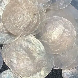 30/60/100pcs Double-Hole Mirror Shell Pieces, Handmade DIY Materials, Dyeable, Wind Chime Accessories, Home & Wedding Decoration, Gift Making