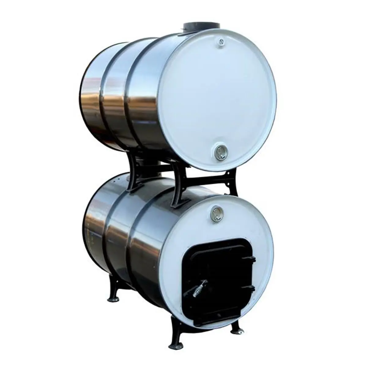 Heavy-Duty Cast Iron Camp Stove Expansion Kit for Double Barrel Conversion, Doubles Heating Area, Includes Barrel Spacers, 2 Legs, and Flue Adapters, Double Barrel Design