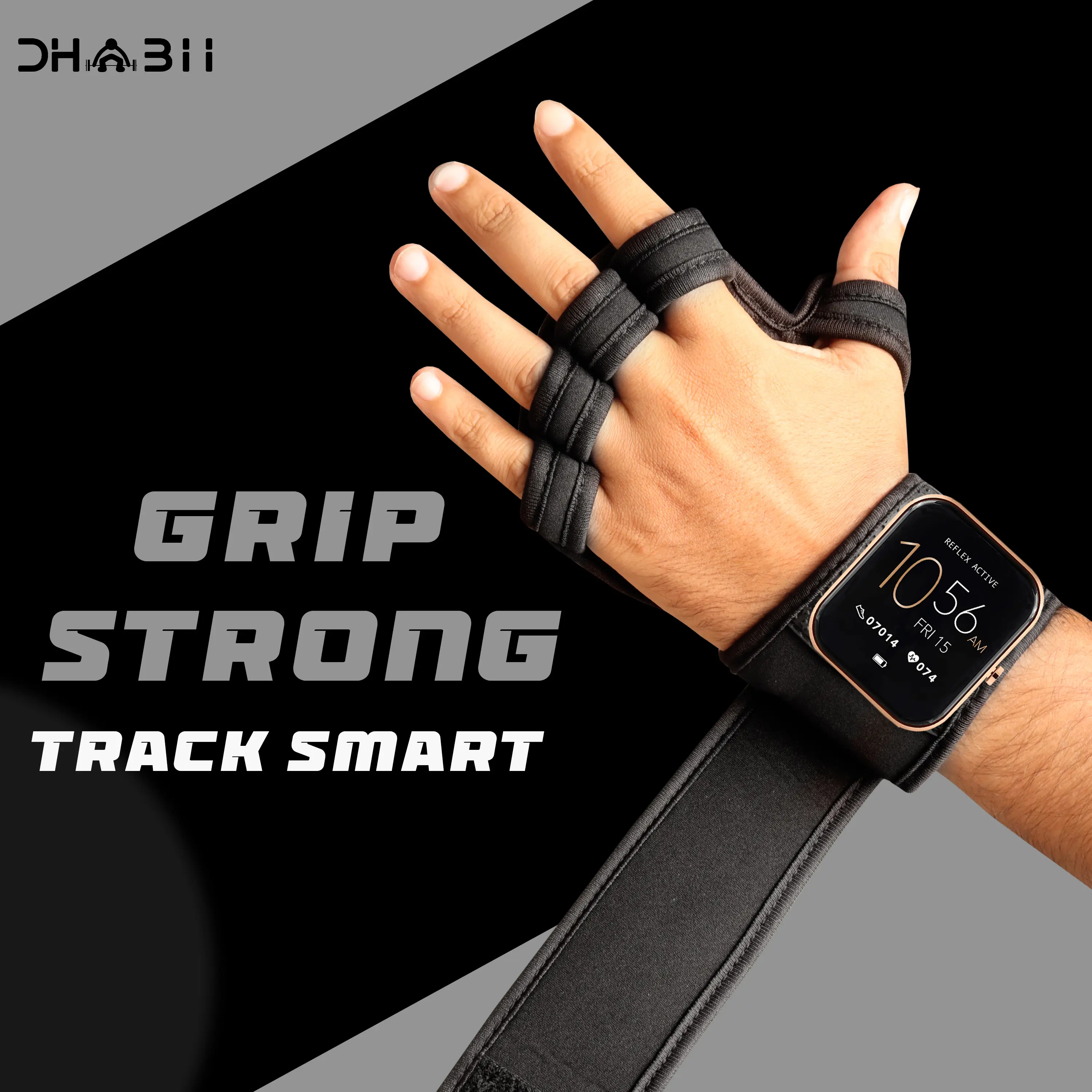 Dhabii Men's Lifting Sports Gloves - 2.5mm Neoprene & Rubber, Smart Watch Compatible, Ventilated Design, Super Grip, Hand Support & Wrist Protection, Neoprene Wrist Support, Gym, Olympic Lifts Snatches Push Jerks