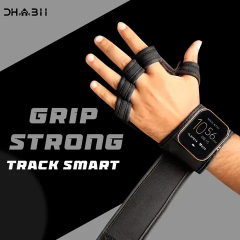 Dhabii Unisex Multi-Size Gym Accessories Workout Gloves - Smart Watch Compatible, Neoprene Wrist Support, Hand Support & Wrist Protection, Breathable, Lightweight, Soft Foam Cushioning, Anti-Skid, Open/Closed Display (XL, L Available)