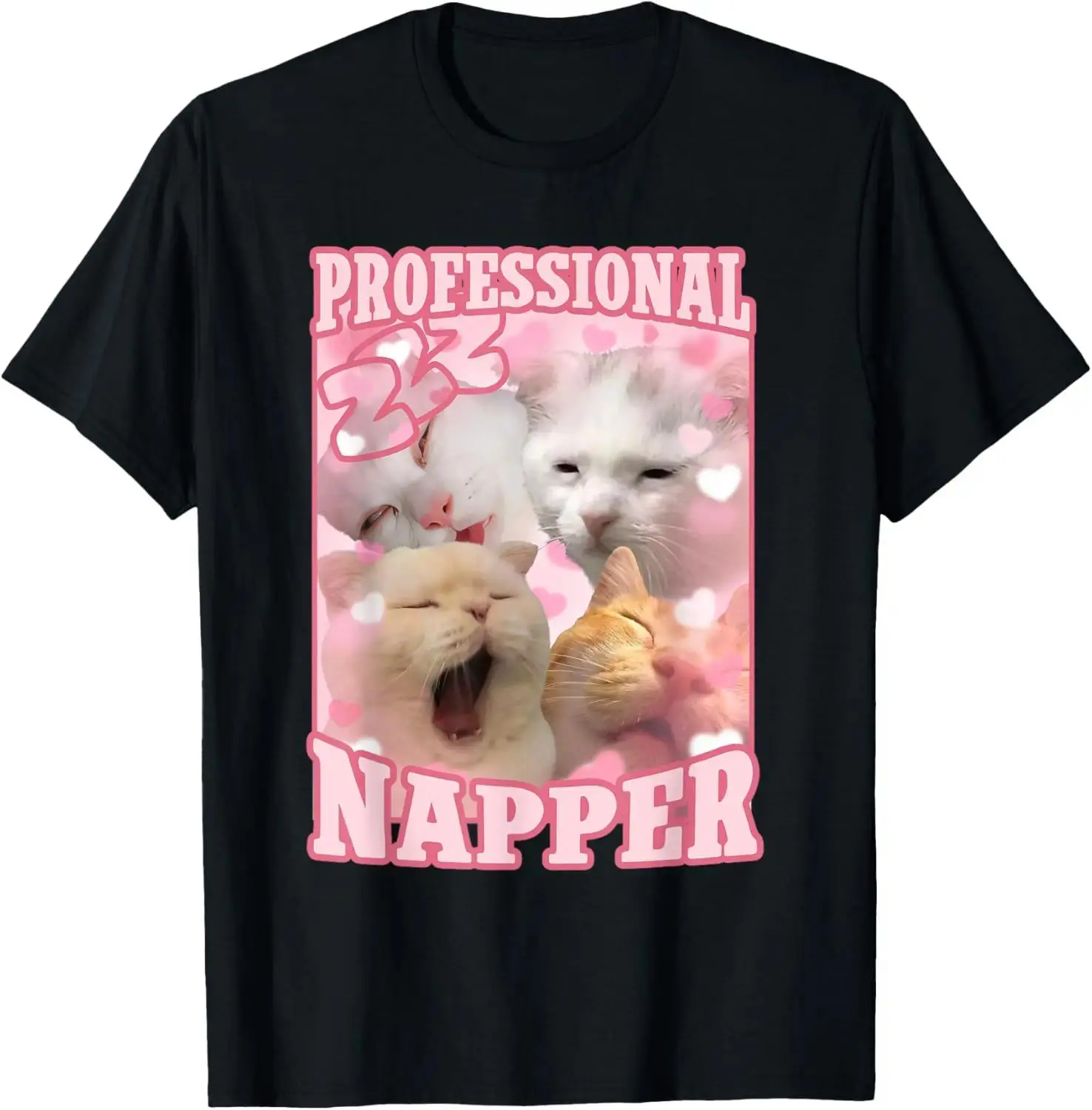 Men's Funny Cat Meme T-Shirt, 'Professional Napper' Graphic Print, 100% Cotton Short-Sleeve Top for Casual Menswear, Tshirt, Meme Shirts Funny, Casual Wear, Round Neck, Casual Fit