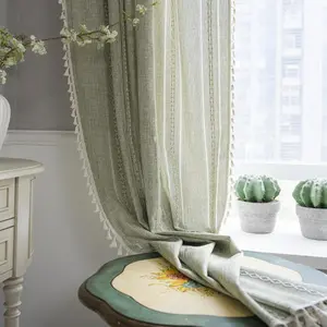 Hollow out Tassel Decor Curtain, 1 Piece Boho Style Knitting Jacquard Single Panel Window Curtain for Home Living Room Bedroom, Home Decoration Curtain