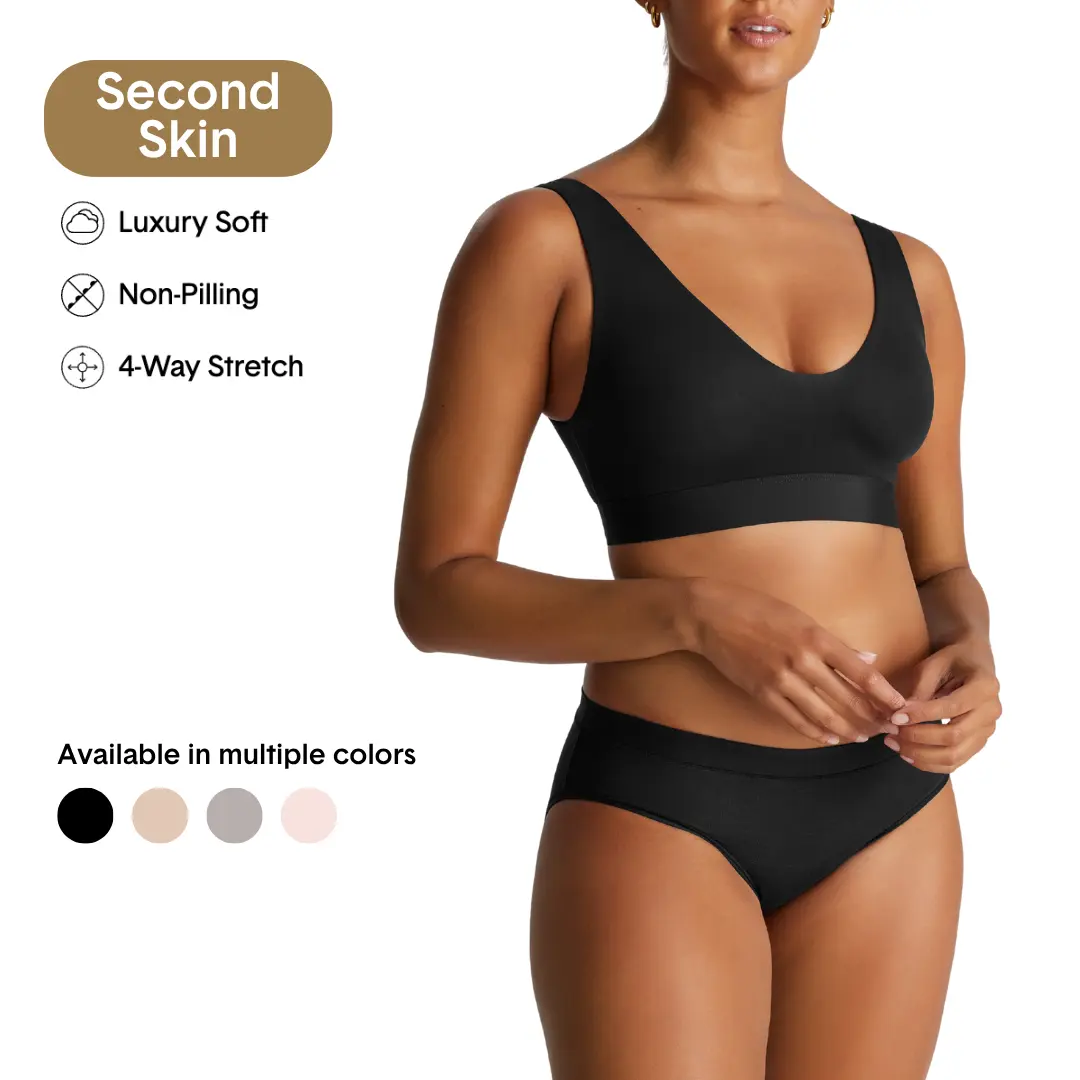 Tommy John Women's Second Skin Pullover V-Neck Bra | Wireless Bralette, Lightweight Support & Seamless Comfort