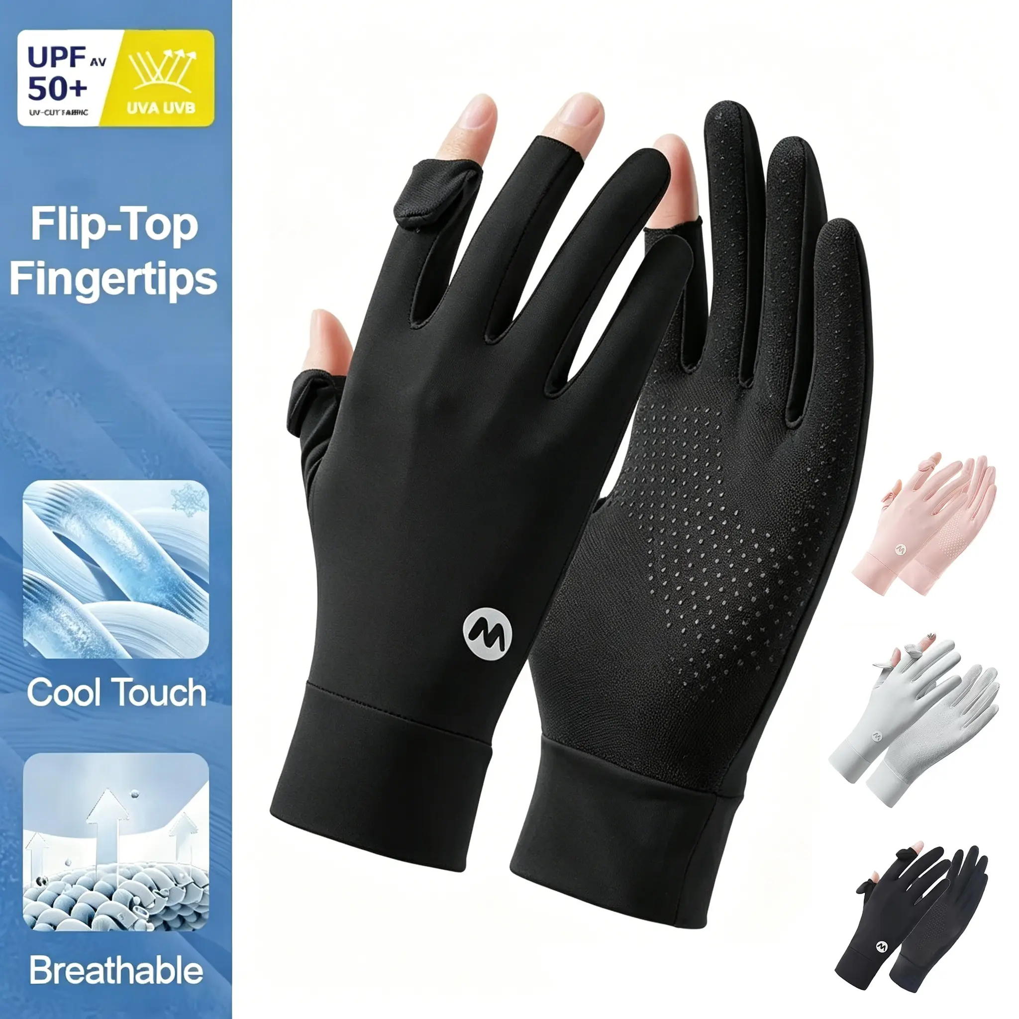 Ultra Thin Full Finger UV Protection Gloves Driving Gloves for Women, Ice Silk UV Gloves Summer Gloves