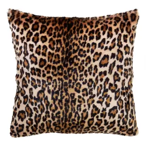 212 MAIN SARO 7406.BR18S 18 in. Square Faux Fur Down-Filled Poly Throw Pillow, Cheetah Animal Motif, Bold Brown Decorative Throw Cushion, Decoration, Throw Cushions
