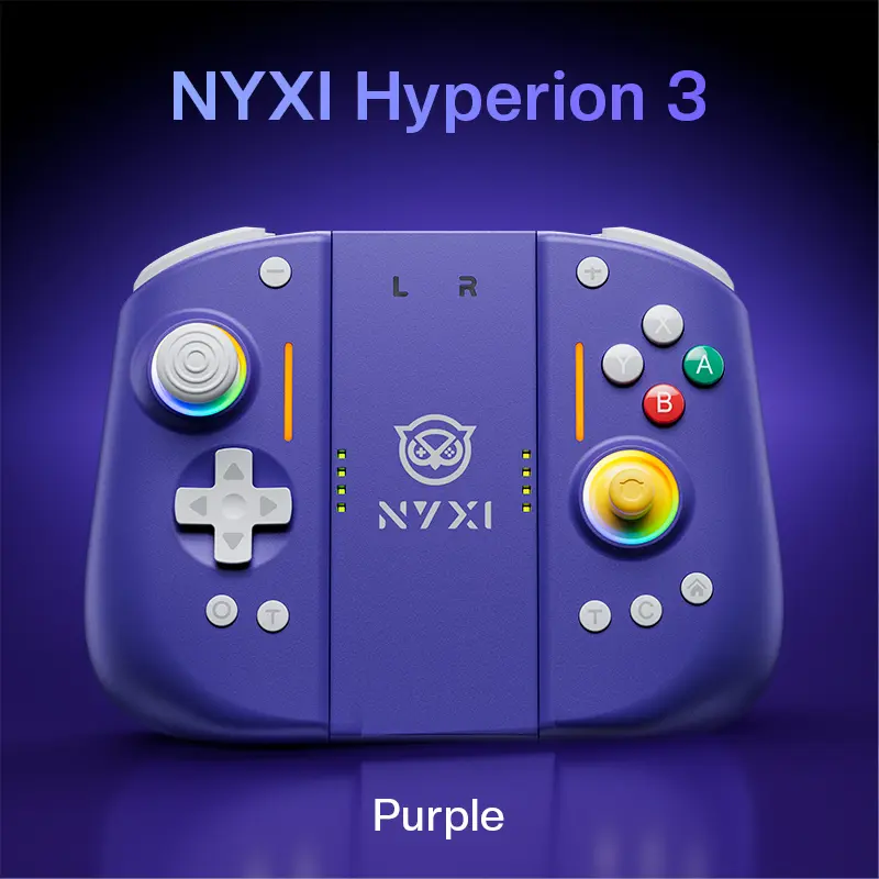 NYXI Hyperion 3 Switch 2 Controller Purple – World's First Third-Party Wireless Controller for Switch 2, Hall Effect Joystick, 9-Axis Gyro, Full Mechanical Buttons, Dual Back Buttons & Adjustable Vibration