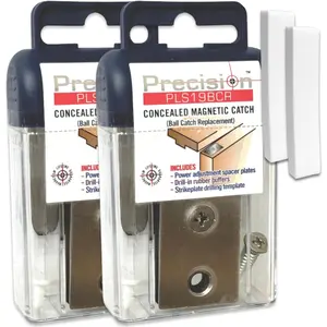Magnetic Door Catch, Ball Catch Replacement Hardware for Closet or Double Doors, 2-Pack with Foam Pads