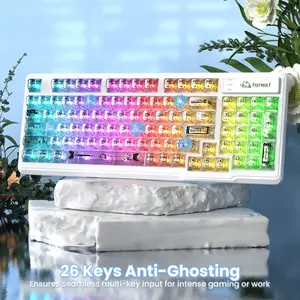 ZIYOULANG M95 Transparent RGB Backlit Keyboard, Clear Keycap Wired Gaming Keyboard, Anti Ghosting Keyboard, Silent 94 Keys Mechanical Feel for Windows Mac