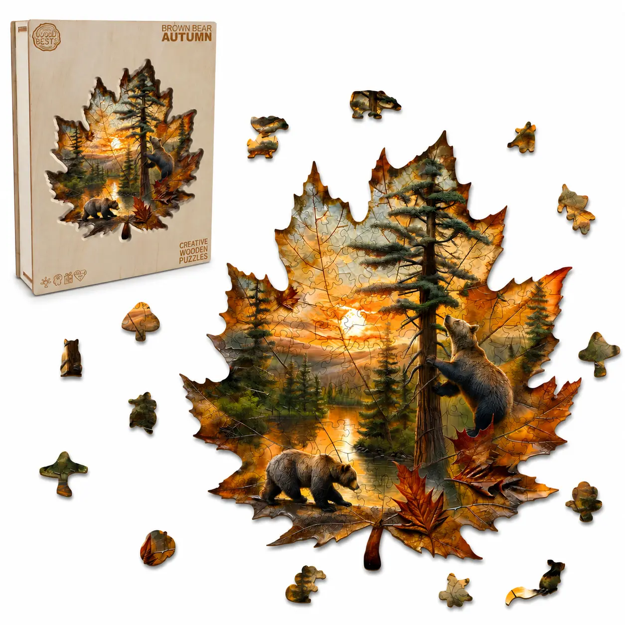 【CLEARANCE！】Wooden Puzzle Collection Unique Shape Jigsaw Puzzle for Adults Kids Family Game Creative Birthday Gifts Natural Material Smooth Edge Home Decor
