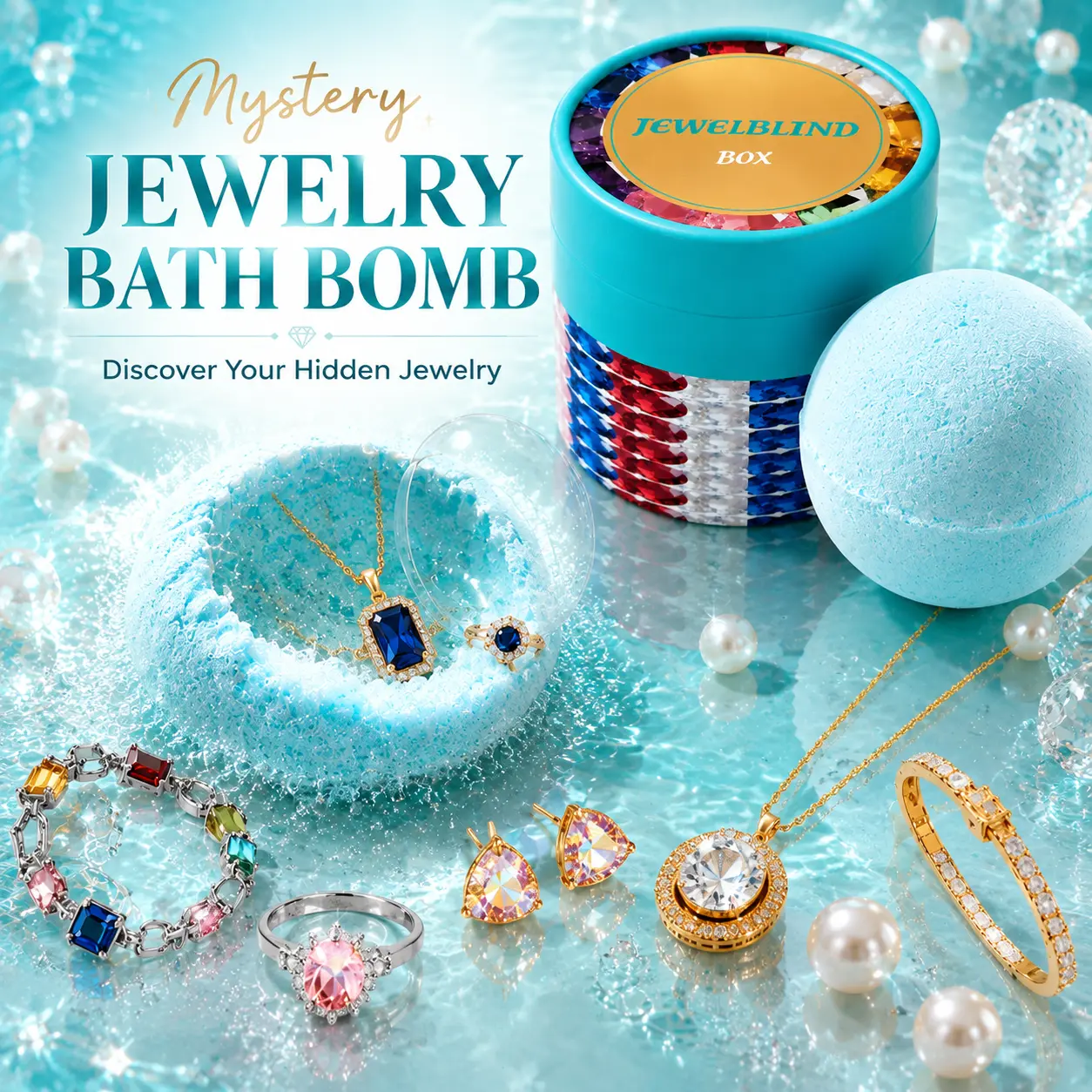 FizzandRizz Jewelry Mystery Box, Random Fine Jewelry Set with Necklace, Earrings, Bracelet, Charm, Adjustable Ring – Cute Fun Gift for Valentine's Day, Parties