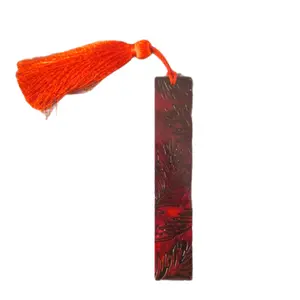 Bookmark with Red Tassel and Intricate Design for Book Lovers