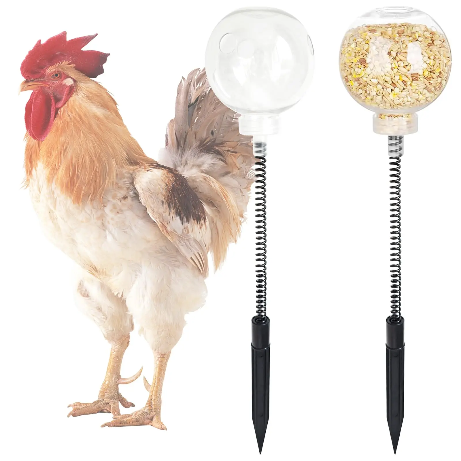 2 Pack Chicken Peck Toy, Chick Slow Feeding Corn Grit Feeder Ball & Enrichment Toy, Boredom Toys for Your Flock, Poultry Chicken Coop Toys for Hens Birds
