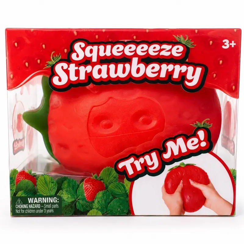 Strawberry Decompression Squeeze Toy - Soft Sensory Fidget, Hand Fidget, Anxiety Relief Product, Calm Corner Emotional Regulation Tool for Daily Use