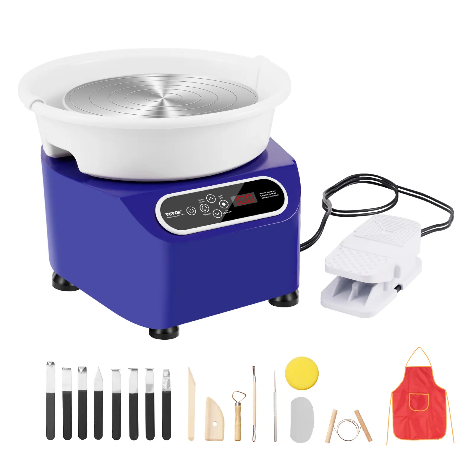 VEVOR Pottery Wheel,  11 inch Pottery Forming Machine, 350W Electric Wheel for Pottery with Foot Pedal and LCD Touch Screen, Direct Drive Ceramic Wheel with Shaping Tools for DIY Art Craft, Blue