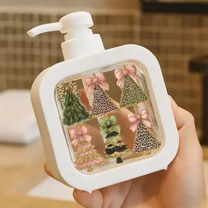 Christmas Tree - Shaped Decorative Ornaments, 6pcs Set with Leopard Print, Glitter Bow & Gold Trim, for Festive Home Decoration (Top Row: Green Evergreen/Pink Leopard/Pink Leopard; Bottom Row: Pink Gold/Green Black/Pink Leopard)