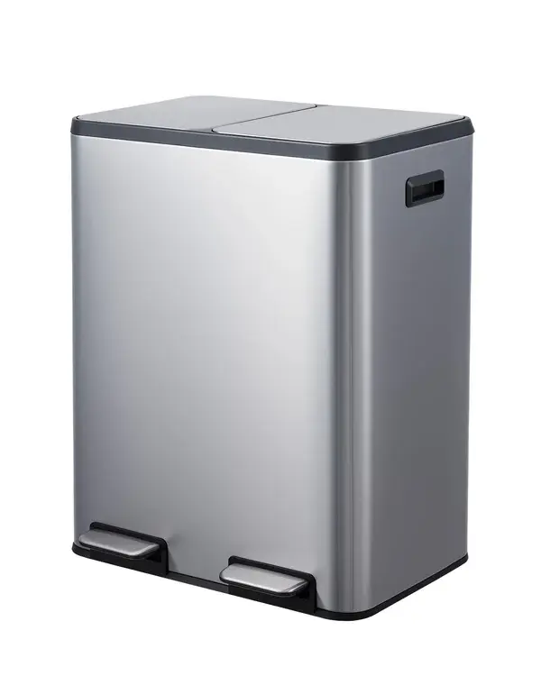 [HOT PRODUCT] Garvee 16 Gallon Dual Compartment Trash Can, 2x30L Stainless Steel Recycling Bin for Kitchen, Restaurant, Garage, Soft-Close Lids, Pedals, Removable Buckets