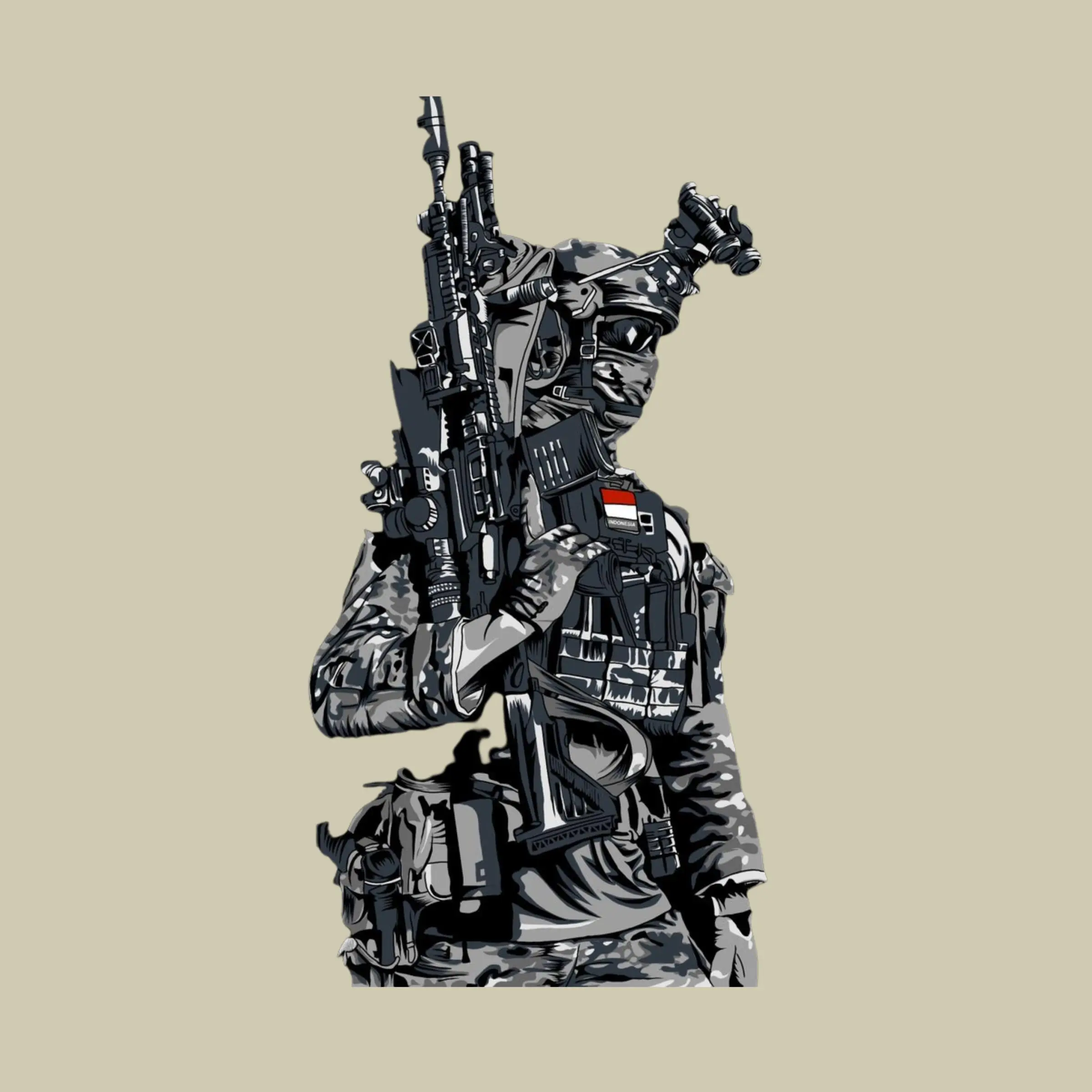 Special Forces Operator Sticker, Gray Camo Tactical Soldier Vinyl Decal, Elite Military Art, Sticker Vinyl Waterproof
