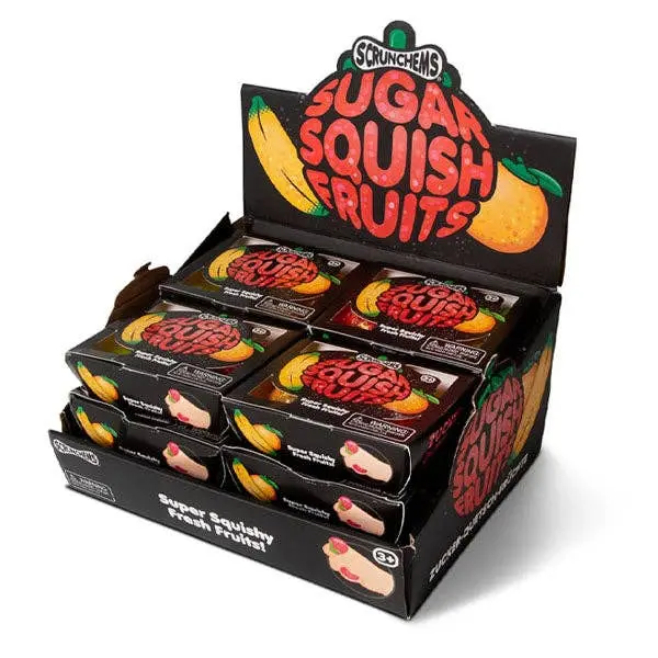 Scrunchems® Sugar Squish Fruits Squishy - 3-Piece Glitter Kids' Stress Relief Toy, Anxiety Relief Product, Fidget Stone, Decompression Squeeze, Sensory Calming Tool