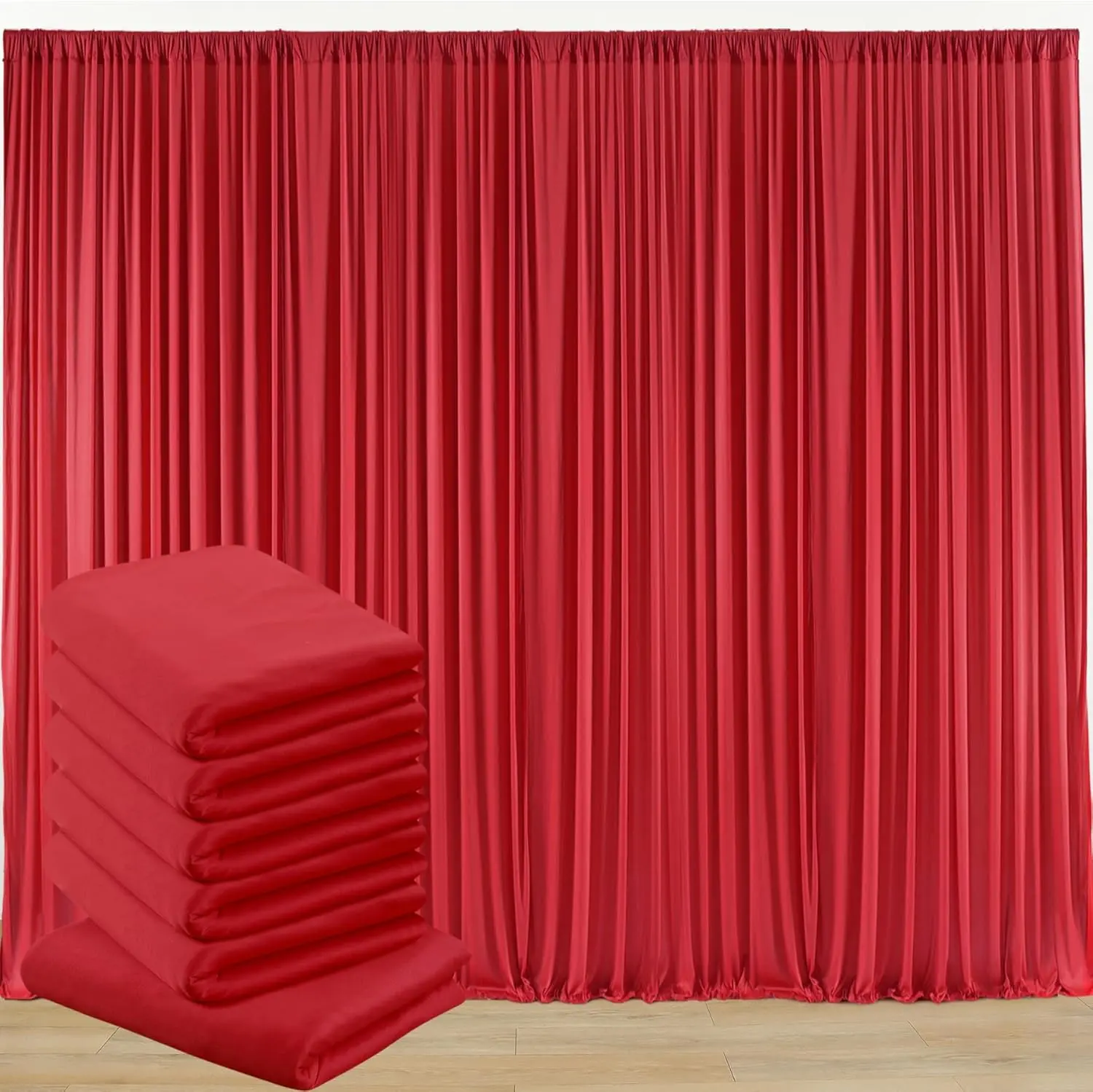 30ft x 10ft Wrinkle-Free Red Backdrop Curtains for Parties 6Panels 5x10ft Polyester Photo Drapes for Weddings Birthdays Christmas Photography Background Decoration