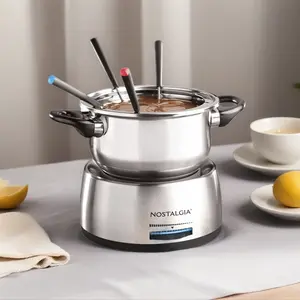 Nostalgia 6-Cup Stainless Steel Electric Chocolate & Cheese Fondue Pot with Temperature Control & Cool-Touch Handles for Special Events