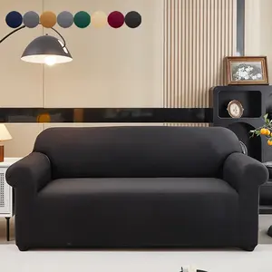 Minimalistic stain-resistant elastic solid-color sofa cover, antibacterial and dust mite resistant with stretchable fabric, easy to remove and machine washable, colorfast and lint-free, fully encompassing design, Elastic Sofa Slipcover