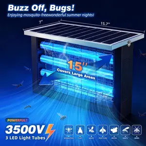 Powerful Wide Coverage Insect Trap with Silent Operation Long Endurance Dual Power Supply Ideal for Villa Lawn Balcony Park Night Market and Outdoor Dining Areas