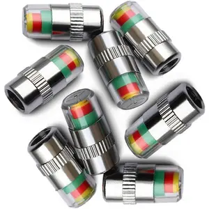 8Pcs 2.2Bar 32-to-35 PSI Car Tire Pressure Monitor Valve Stem Caps Sensor Indicator Easy to Read 3 Color Eye Alert