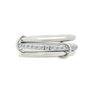 Sterling Silver Dominika CZ Link Stacking Ring