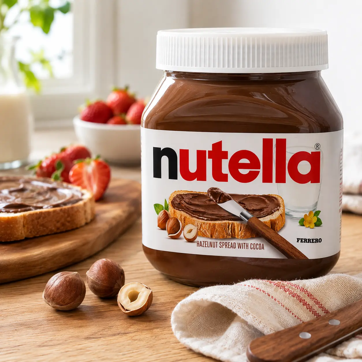 Nutella Creamy Chocolate Hazelnut Spread with Cocoa, Sweet topping for breakfast and desserts, 13 oz