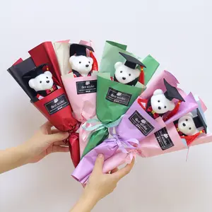 5Pcs Graduation Bear Bouquet Bear Doll Flower Bouquet Artificial Plush Graduation Floral Arrangements for 2026 Grad Party, Graduation Photo Props Gifts for Classmates - Colorful