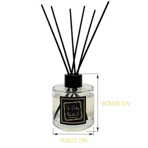 KHAMRAN LATTAFA Reed Diffuser Set 100ml Oriental Woody Home Fragrance with Reeds for Bathroom & Shelf Decor Enhance Ambiance Aromatherapy Oils Scented 8CM/3.1IN 7CM/2.7IN