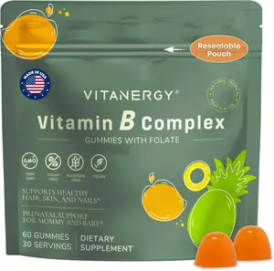Vitanergy Vitamin B Complex Gummies for Women • 7 B Vitamins + Iron, Zinc & Selenium • Energy, Immune & Prenatal Support • Vegan, Sugar-Free, Tropical Flavor • 60 Ct / USA Supplement Nutritional