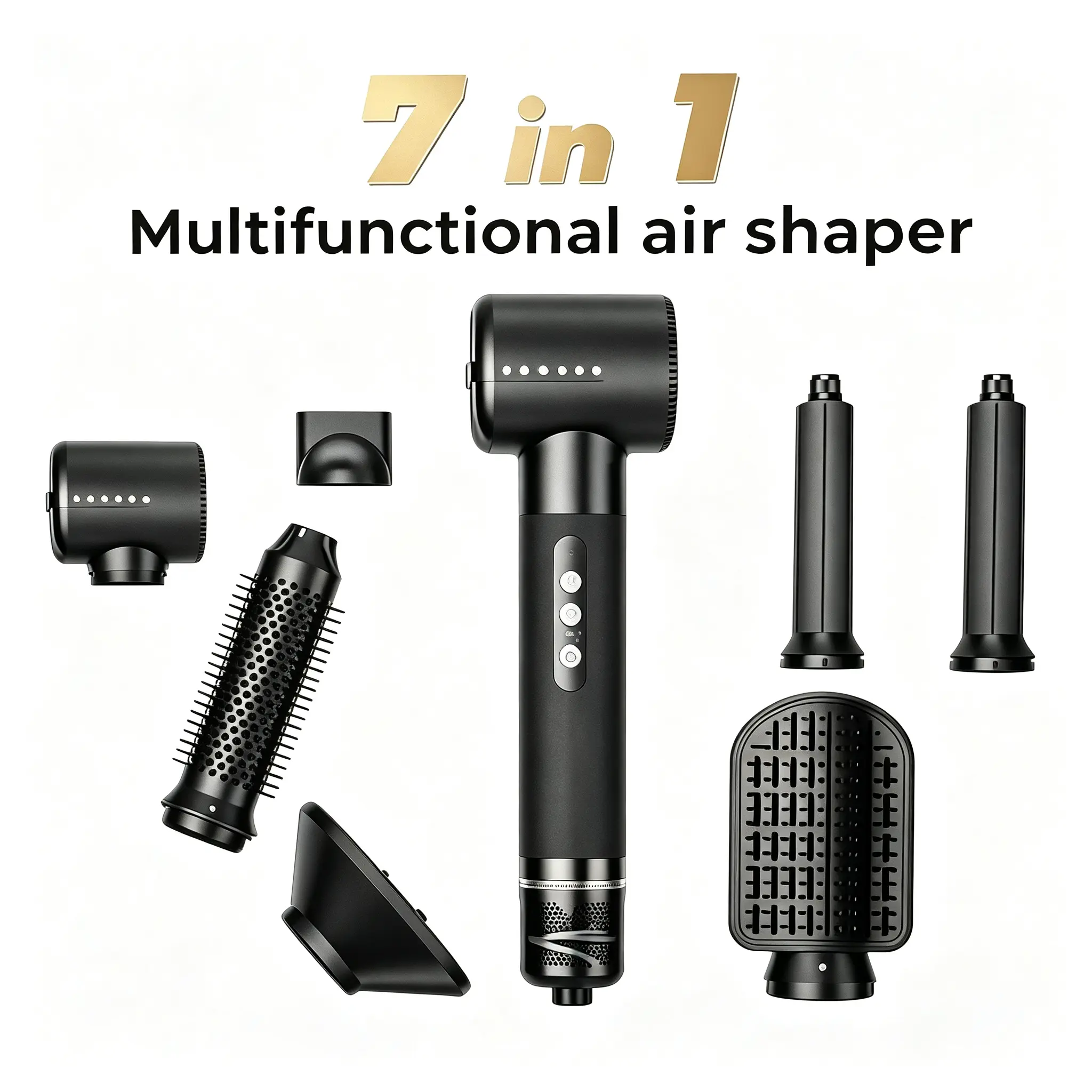 7-in-1 Hot Air Styler Set, Multifunctional Hair Appliance Kit with Blow Dryer, Curling Wand, Volumizing Brush for Drying, Curling Hair Styling Needs thermal brush blow dryer diffuser curly hair hair dryer diffuser hair dryer hair diffuser hair dryer Curle