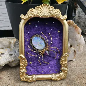 Gem Handmade Framed Beaded Spider Art