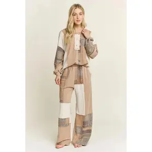 J. HER Mineral Washed Bandana Patchwork Set Latte