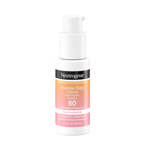 Neutrogena Invisible Daily Defense Face Serum SPF 60 — Hydrating, Invisible Broad-Spectrum Sun Protection + Antioxidants