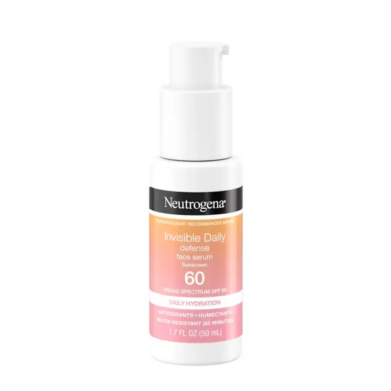 Neutrogena Invisible Daily Defense Face Serum SPF 60 — Hydrating, Invisible Broad-Spectrum Sun Protection + Antioxidants