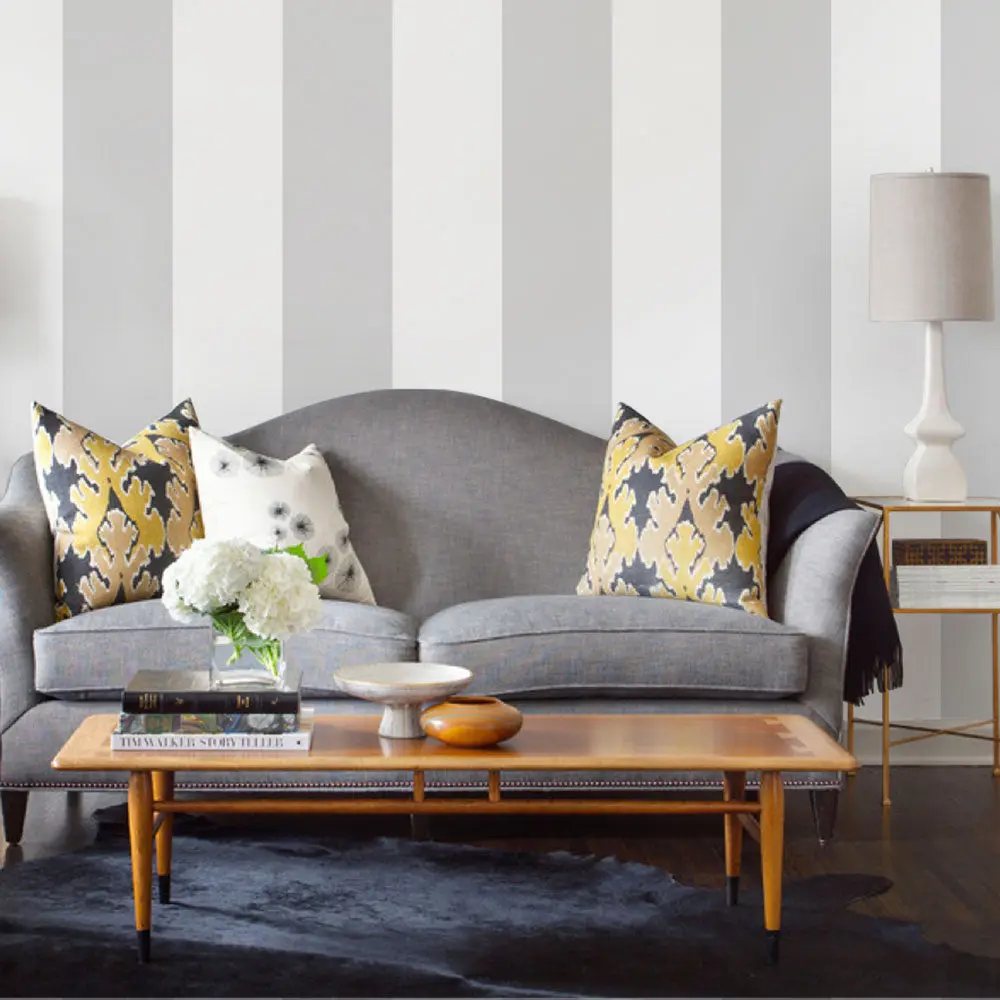 Printed Vertical Stripes Peel & Stick Adhesive Wallpaper, Renter Friendly for DIY Room Makeovers, 48" Repeat (Every 48")