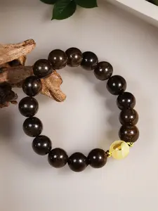 New Fashion Deep Teak Wood Beaded Bracelet with Pearls, Unisex, Smooth Texture, Symbolizes Peace and Good Luck, Ideal Gift